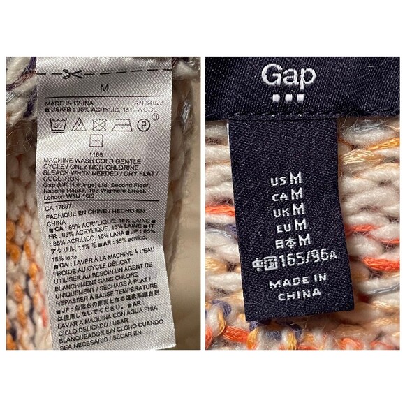 Gap ivory multicolor marled pullover sweater wool blend size Medium M - Picture 6 of 12